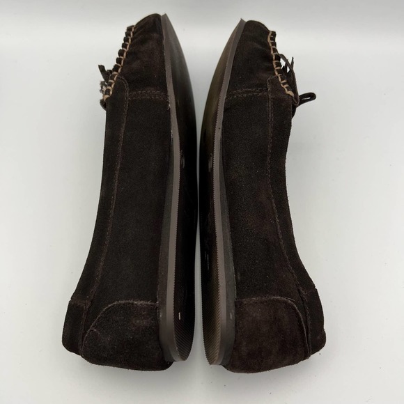 Decree Womens Leather Moccasins size 7M Dark Brown Fringe Contrasting Stitching - Picture 6 of 10